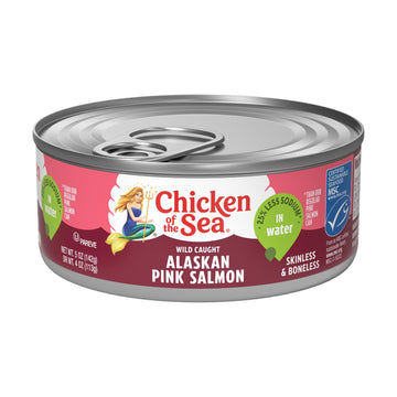 Chicken Of The Sea Alaskan Pink Salmon In Water, 5 Ounce Cans (Pack Of 12), Wild Caught, Skinless & Boneless, 25% Less Sodium