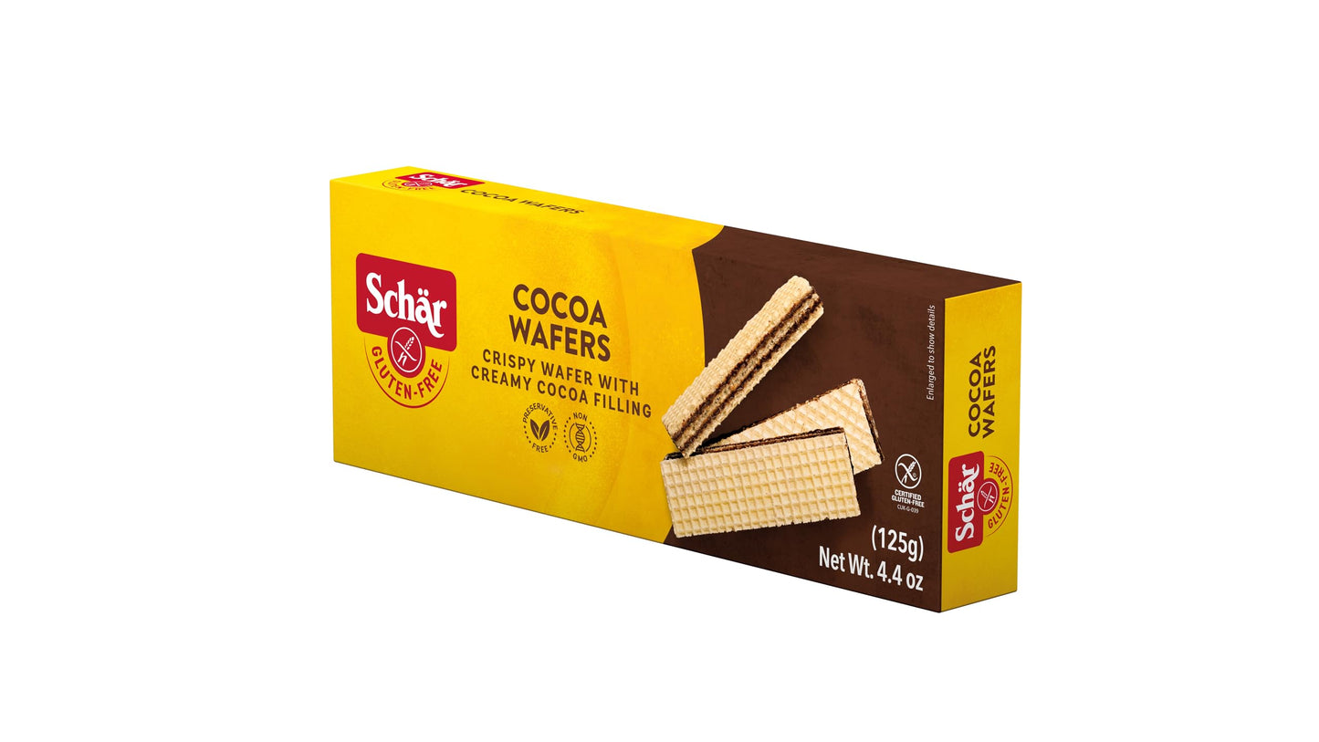 Schr Gluten-Free Cocoa Wafers, 4.4Oz, 12-Pack - Crisp Layers With Creamy Cocoa Filling, Non-Gmo, No Preservatives, Perfect Snack