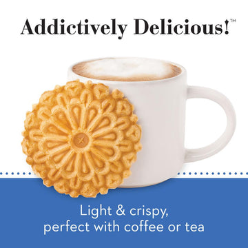 Reko Pizzelle Authentic Italian Style Waffle Cookie, Vanilla, 20 Ounce