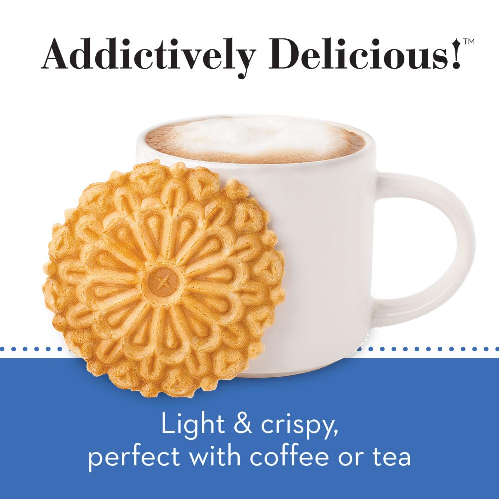 Reko Pizzelle Authentic Italian Style Waffle Cookie, Vanilla, 7 Ounce (Pack of 12)