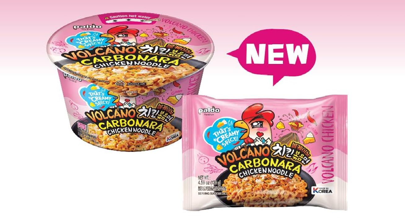 Paldo Fun & Yum Volcano Carbonara Creamy Spicy Chicken Noodle, 4.59 Ounce (Pack Of 8)