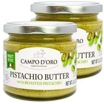 CAMPO D'ORO - Pistachio Cream Butter, Sweet, 2 x 6.35 oz (180 g), Premium Ingredient to make Knafeh Pistachio Dubai Chocolate Ba
