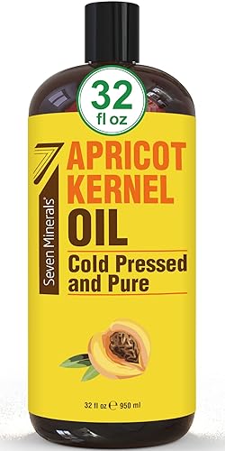 Pure Cold Pressed Apricot Kernel Oil - Big 32 Fl Oz Bottle - Non-Gmo, Hexane Free, Natural & Lightweight Moisturizer For All Ski