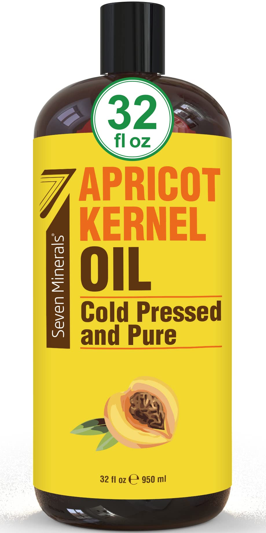 Pure Cold Pressed Apricot Kernel Oil - Big 32 Fl Oz Bottle - Non-Gmo, Hexane Free, Natural & Lightweight Moisturizer For All Ski