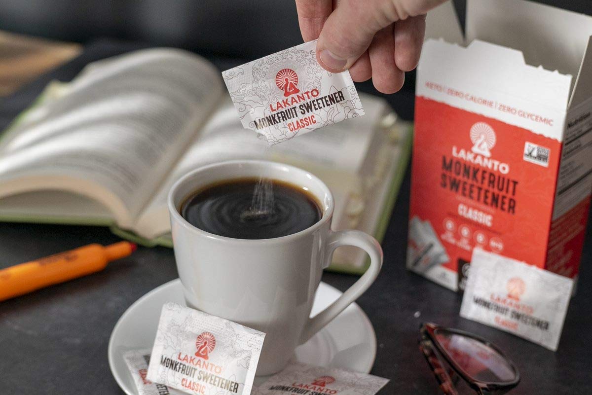 Lakanto Classic Monk Fruit Sweetener Packets - White Sugar Replacement, Zero Net Carbs, Zero Glycemic, Zero Calorie, Sweeten On