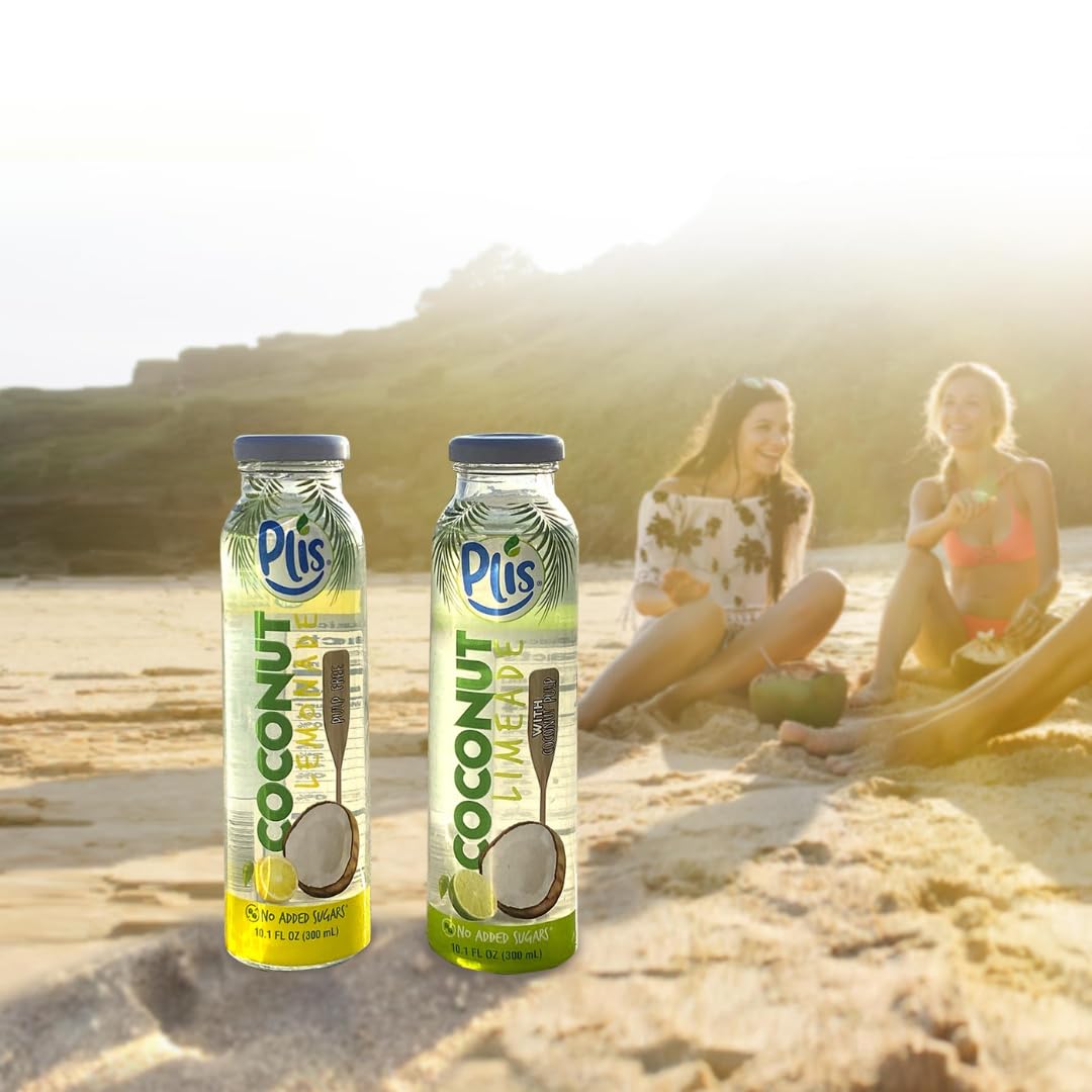 Plis Coconut Water Lemonade W/Natural Juice And Coconut, 10.1 Fl Oz (Coconut Lemonade Pulp Free) (Pack Of 12)