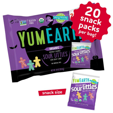 YumEarth Halloween Organic Sour Littles Chewy Candy - Allergy Friendly (Top 9 Free), No Artificial Dyes or Flavors, Non GMO, Glu