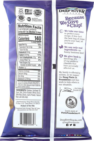 Deep River Snacks Kettle Cooked Maui Onion Chips, 5 Ounce - Crunchy Snack with Bold Flavor, Gluten-Free, Perfect for Sharing