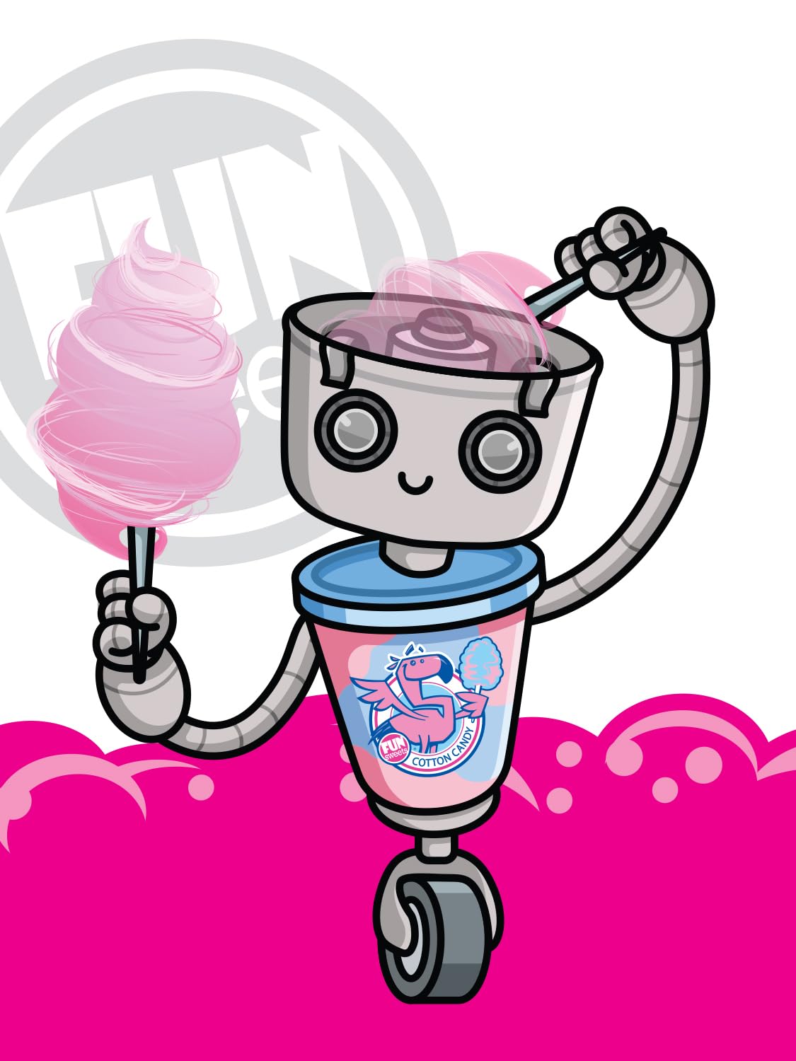 Fun Sweets Cotton Candy 12-Pack - Blue Raspberry and Cherry Swirl 1.5 oz Tub Resealable - Individual Cotton Candy Tubs Great for