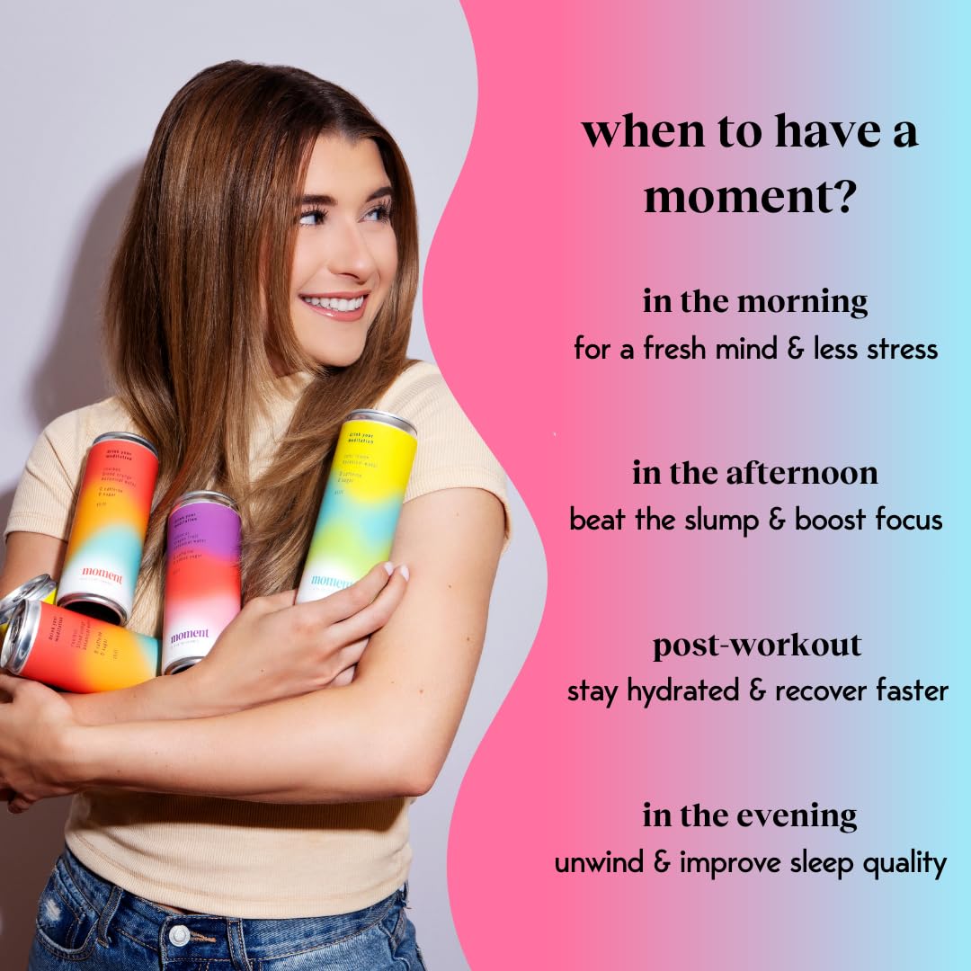Drink Your Meditation Moment Mocktails Sparkling Adaptogen Drink, 11.5 Fl Oz, 24-Pack, No Added Sugar, No Caffeine