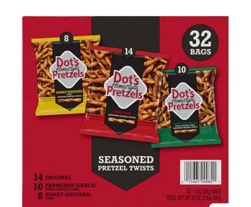 Dots Homestyle Pretzels Variety Pack Original Parmesan Garlic Honey Mustard Seasoned Pretzel Twists 32 Count 1 oz Bags