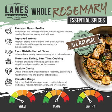 Lane'S Whole Rosemary Seasoning, All-Natural Cracked Rosemary Spice Compliments Dishes Like Chicken, Lamb, Pork, & Veggies, Made