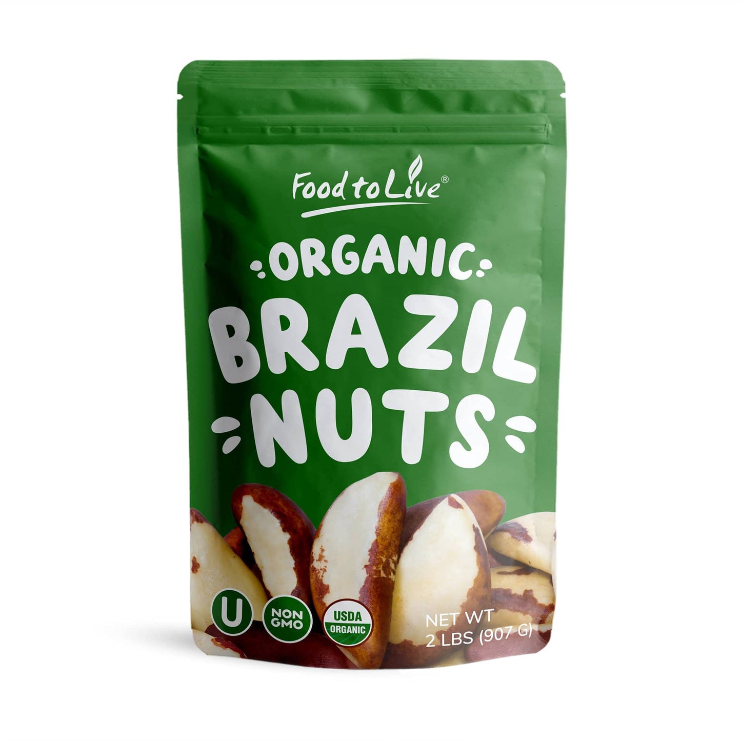 Food To Live - Organic Brazil Nuts, 2 Pounds Non-Gmo, Raw, Whole, No Shell, Unsalted, Kosher, Vegan, Keto, Paleo Friendly, Bulk, Trail Mix Snack, Good Source Of Selenium