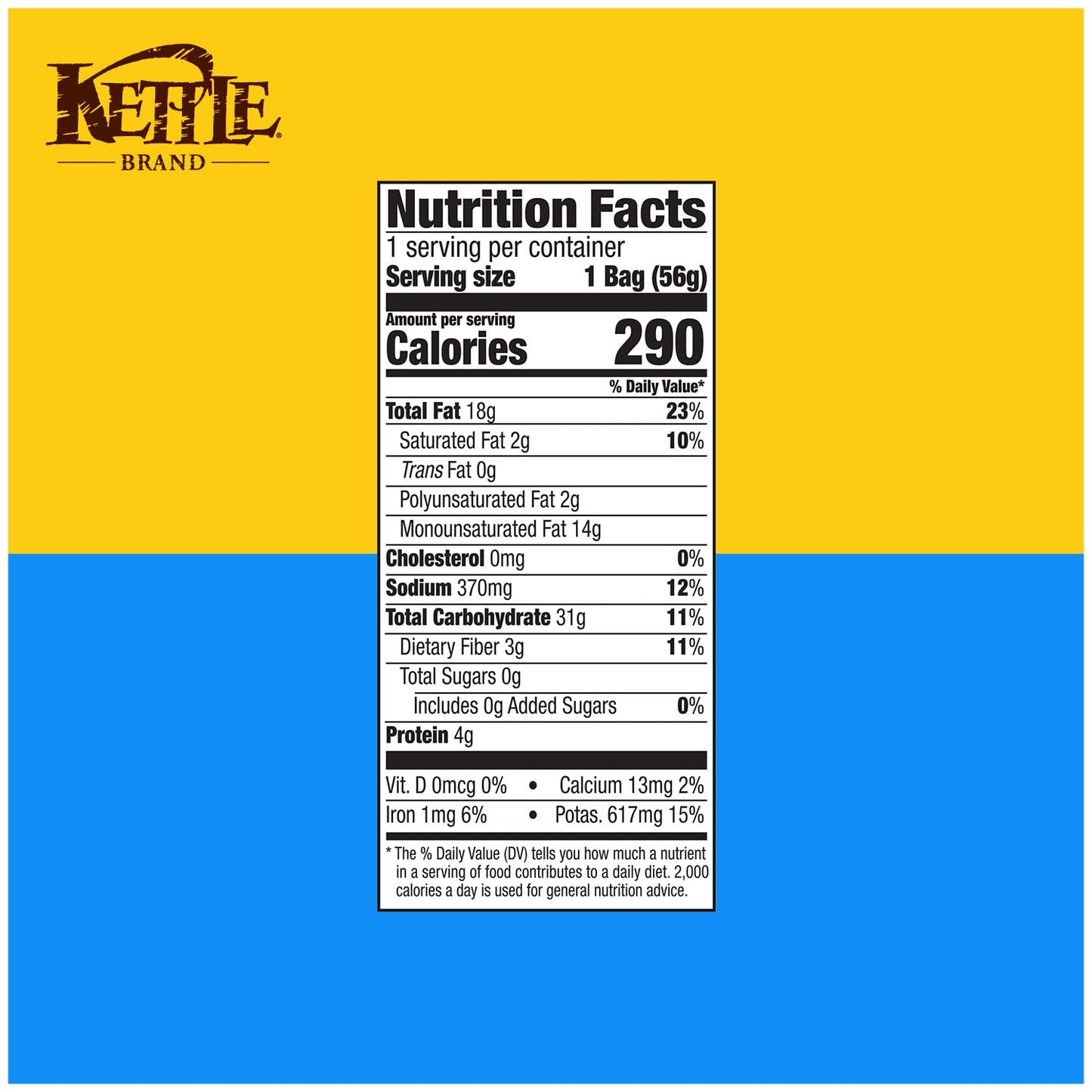 Kettle Brand Potato Chips, Salt & Vinegar Kettle Chips, Snack Bag, 2 Oz