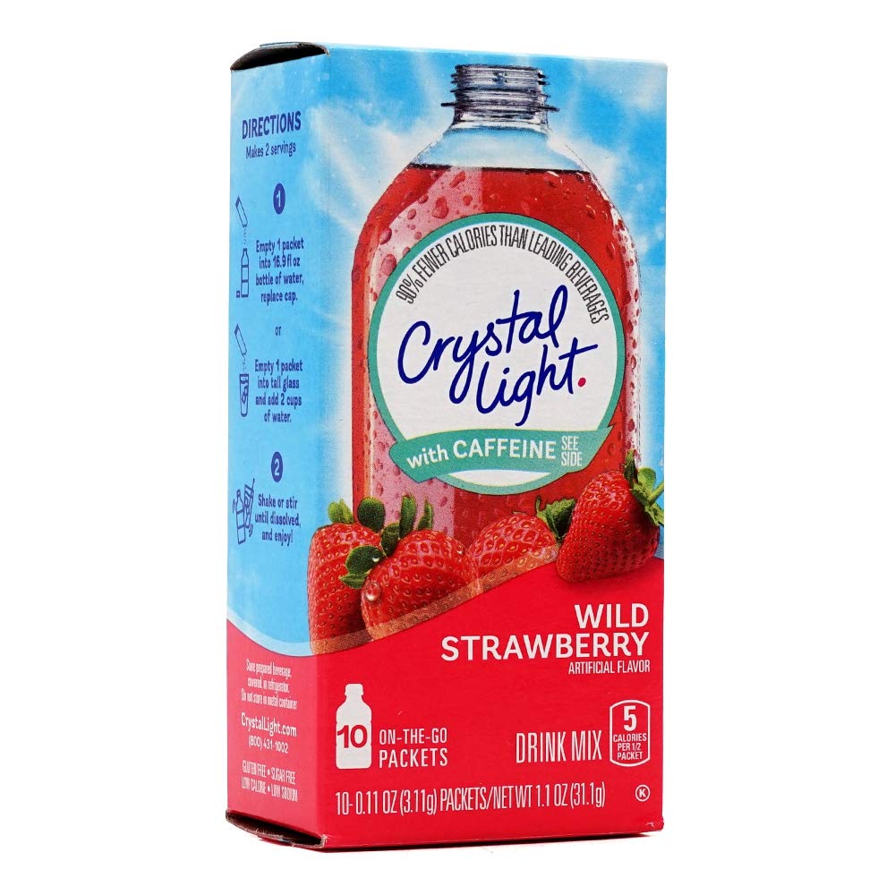 Crystal Light Sugar-Free Wild Strawberry Drink Mix with Caffeine, 10 Ounce (Pack of 1)