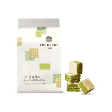 Osulloc Green Tea Wafers Cookies (3.52Oz, 100G) | Korean Matcha Flavored Snacks | Asian Snacks, Premium Tea Food