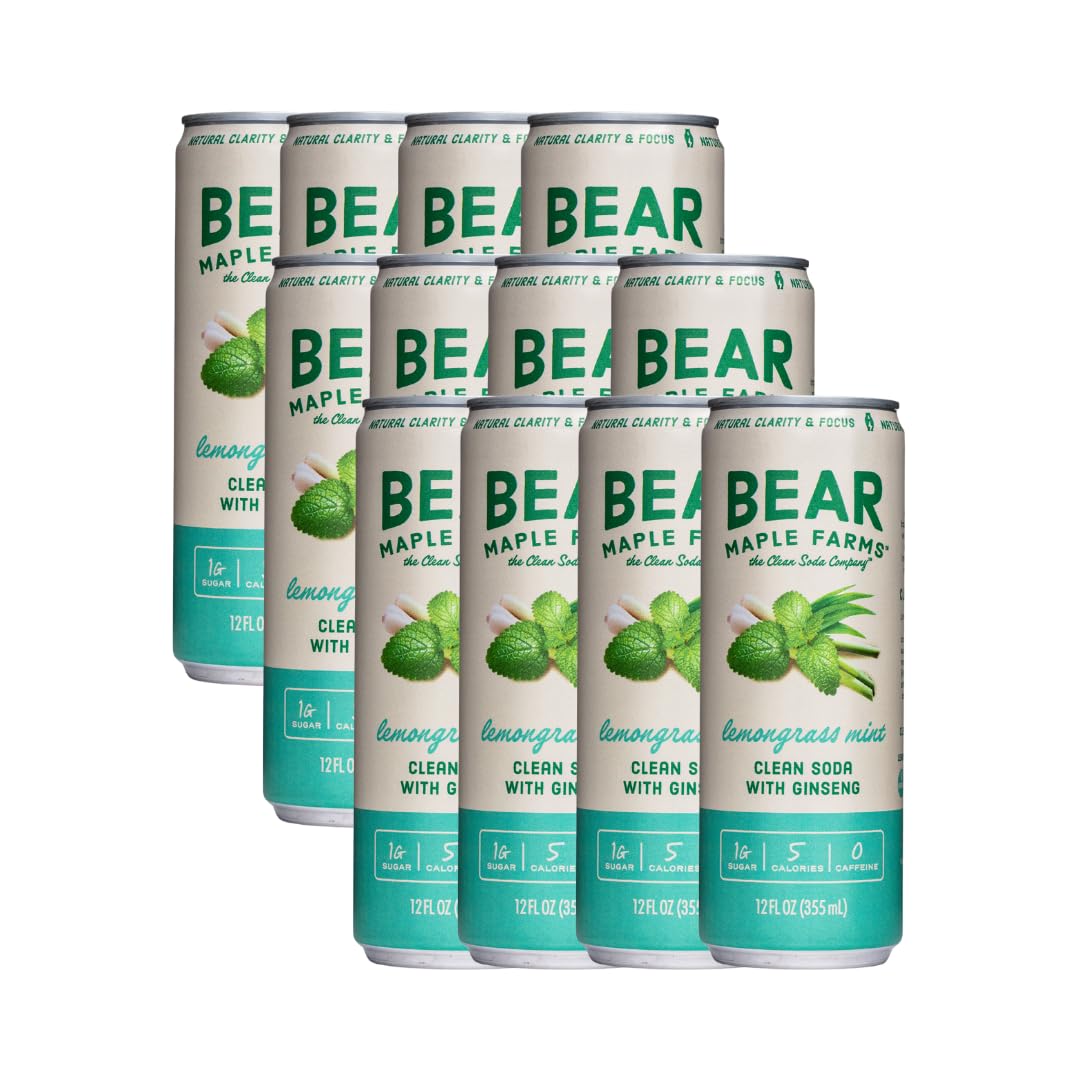 Bear Maple Farms | The Clean Soda Company | Low Calorie | Naturally Sweetened | Lemongrass Mint Clean Soda