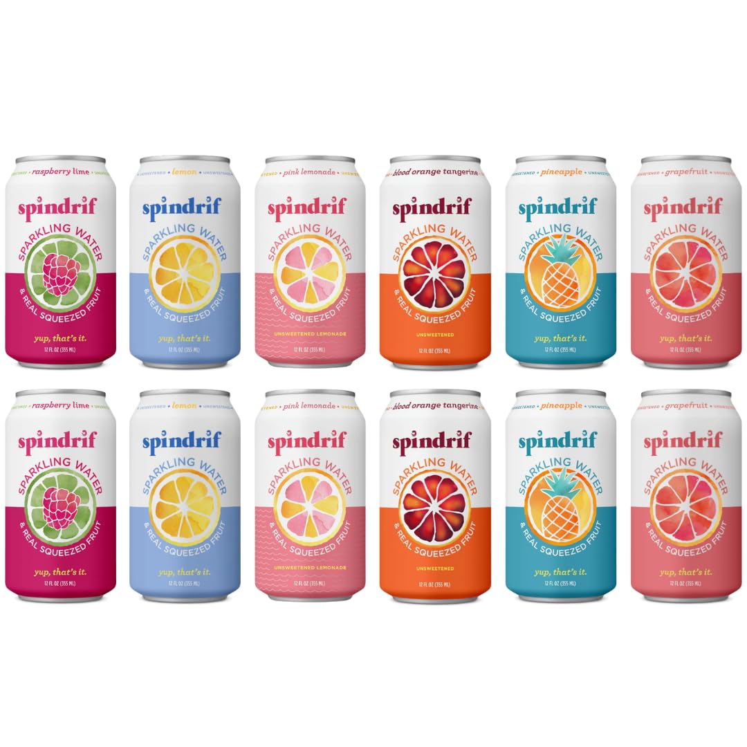Generic Spindriift Sparkling Flavored Water Variety Pack, Made With Real Squeezed Fruit, 12 Fl Oz Cans (12 - Count)