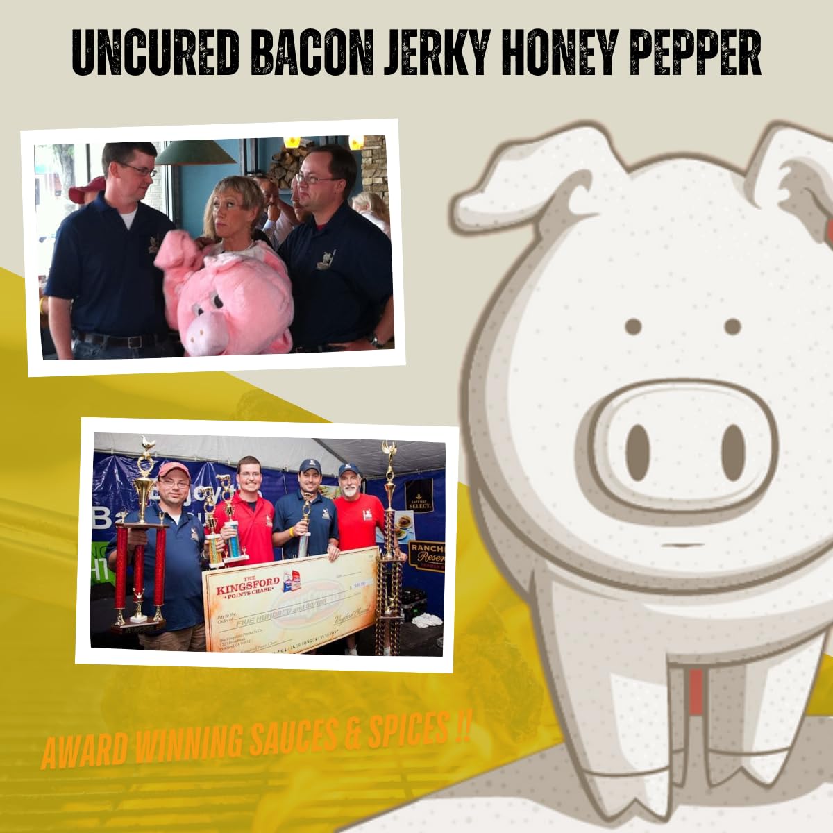 Pork Barrel BBQ Honey Pepper Bacon Jerky, Uncured, Gluten Free Protein Snack, 2 oz (Pack of 3)