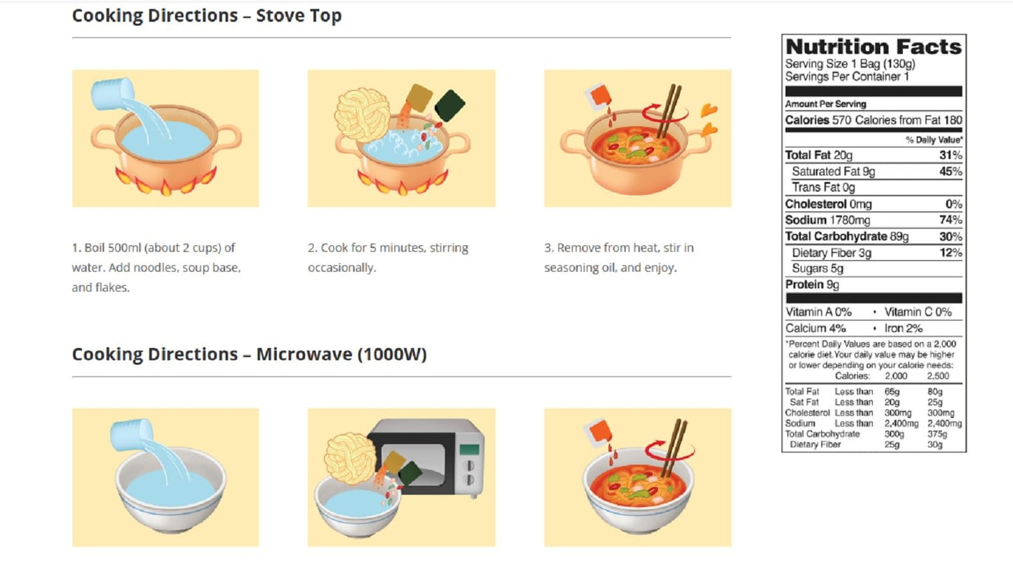 Generic Case Set - Champong Spicy Seafood Instant Noodles, 4 Bags x 4.58 Oz - Authentic South Korean Flavor