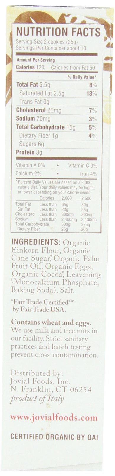 Jovial Organic Einkorn Checkerboard Cookies - Organic Cookies, High Protein, Fair Trade Certified, All Natural Ingredients, Low Carb, Low Sugar, Palm Done Right - 8.8 Oz, 6 Pack