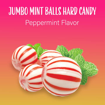 Old-Fashioned Jumbo Mint Balls Hard Candy, Classic Peppermint Flavor, 2 Pound Bag