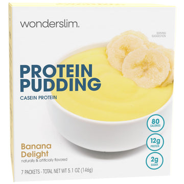 WonderSlim Protein Pudding, Banana Delight, Gluten Free, Low Carb, Low Sugar (7ct)