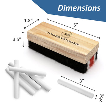Chalk - 24 Pack White Chalk With 1 Felt Chalkboard Eraser - Thin Chalkboard Chalk Great For School, Office And Home Use, Dustles