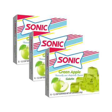 Sonic Gelatin Mix, Green Apple, 3.94 Oz (Pack Of 3)