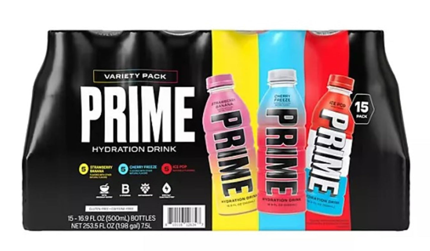 PRIME HYDRATION Drink Variety Pack, 16.9 fl. oz., 15 Pack