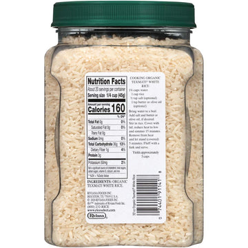 Riceselect Organic Texmati White Rice, Long Grain, Gluten-Free, Non-Gmo, 32 Oz (Pack Of 4 Jars)