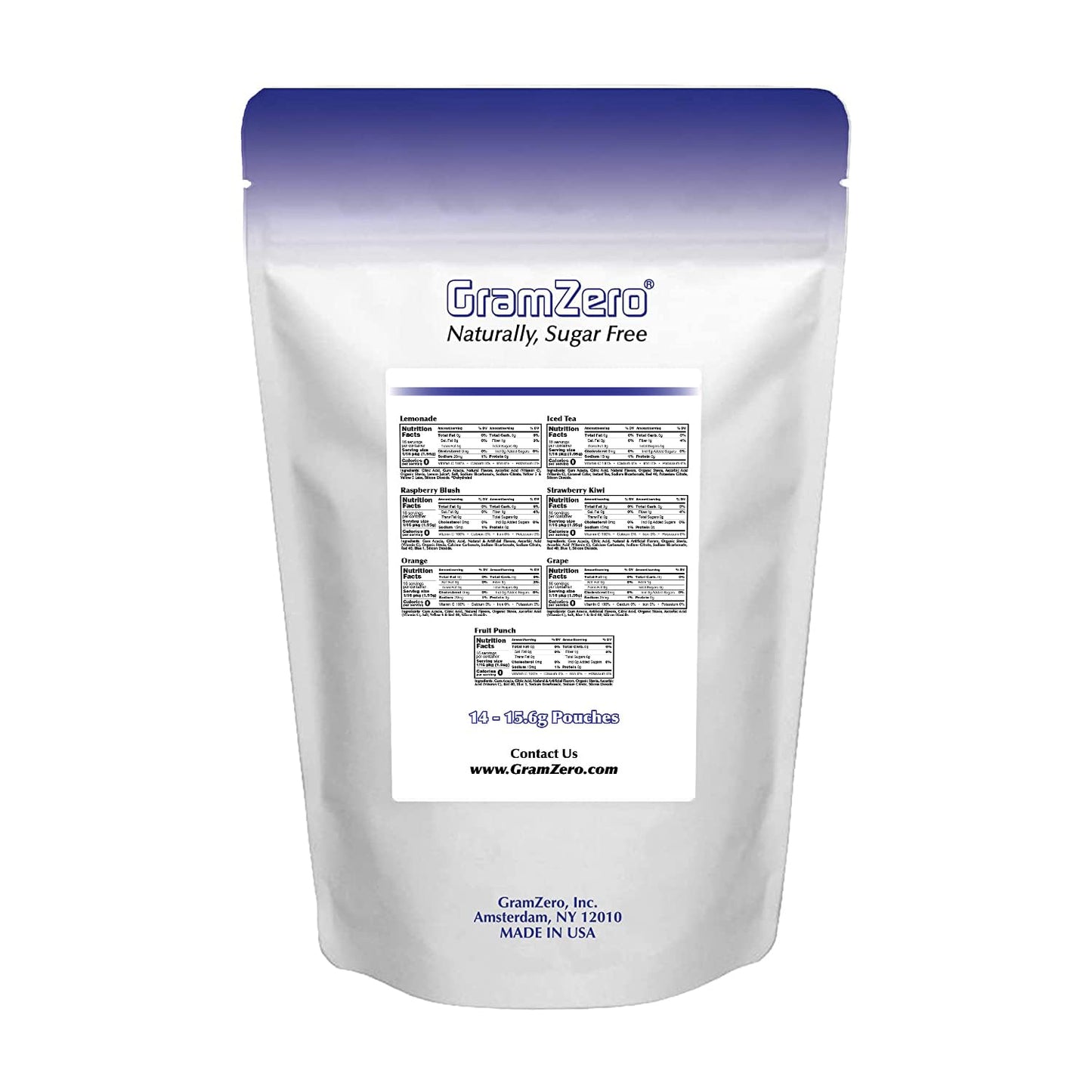 GramZero Variety, Sugar Free Drink Mix, Pitcher Pack, Great For Nutrition Club Loaded Tea, Zero Calorie, Stevia Sweetened