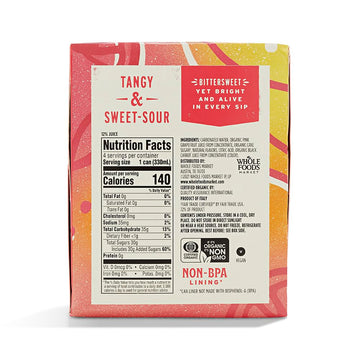 Whole Foods Market Organic Italian Soda, Pink Grapefruit, 11.2 Fl Oz, 4 Pack - Refreshing Beverage for a Healthy Lifestyle