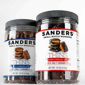 Thins, Sea Salt Caramels, Milk Chocolate & Dark Chocolate Variety, 18 Oz Tubs (Pack of 2)