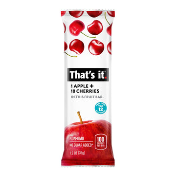 Thats it. Apple + Cherry 100% Natural Real Fruit Bar, Best High Fiber Vegan, Gluten Free Healthy Snack, Paleo for Children & Ad