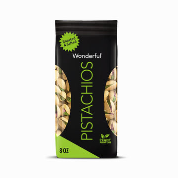 Wonderful Pistachios In Shell, Roasted and Salted Nuts, 8 Ounce Bag, Healthy Snack, Protein Snack, Pantry Staple