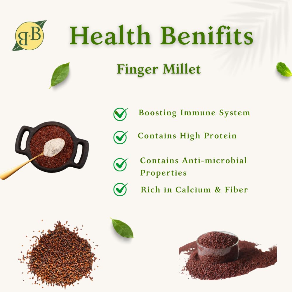 B&B Organics Finger Millet (2 kg / 4.4 pound)/ Whole Grain/Kezvaragu/Nutrient Rich/Ragi Millet/Indian Millet