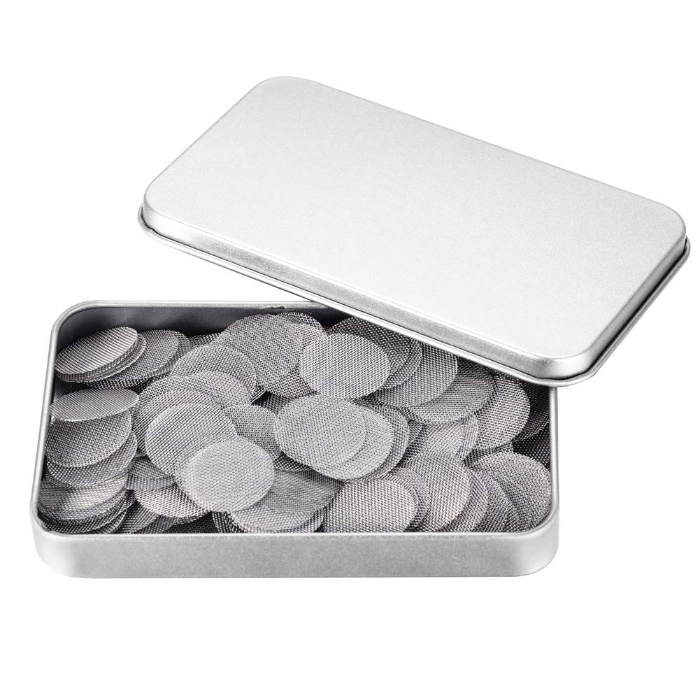 200 Pieces Pipe Screens, Stainless Steel Pipe Screen, 3/4 (0.75 Inch) Pipe Screen With Metal Storage Box