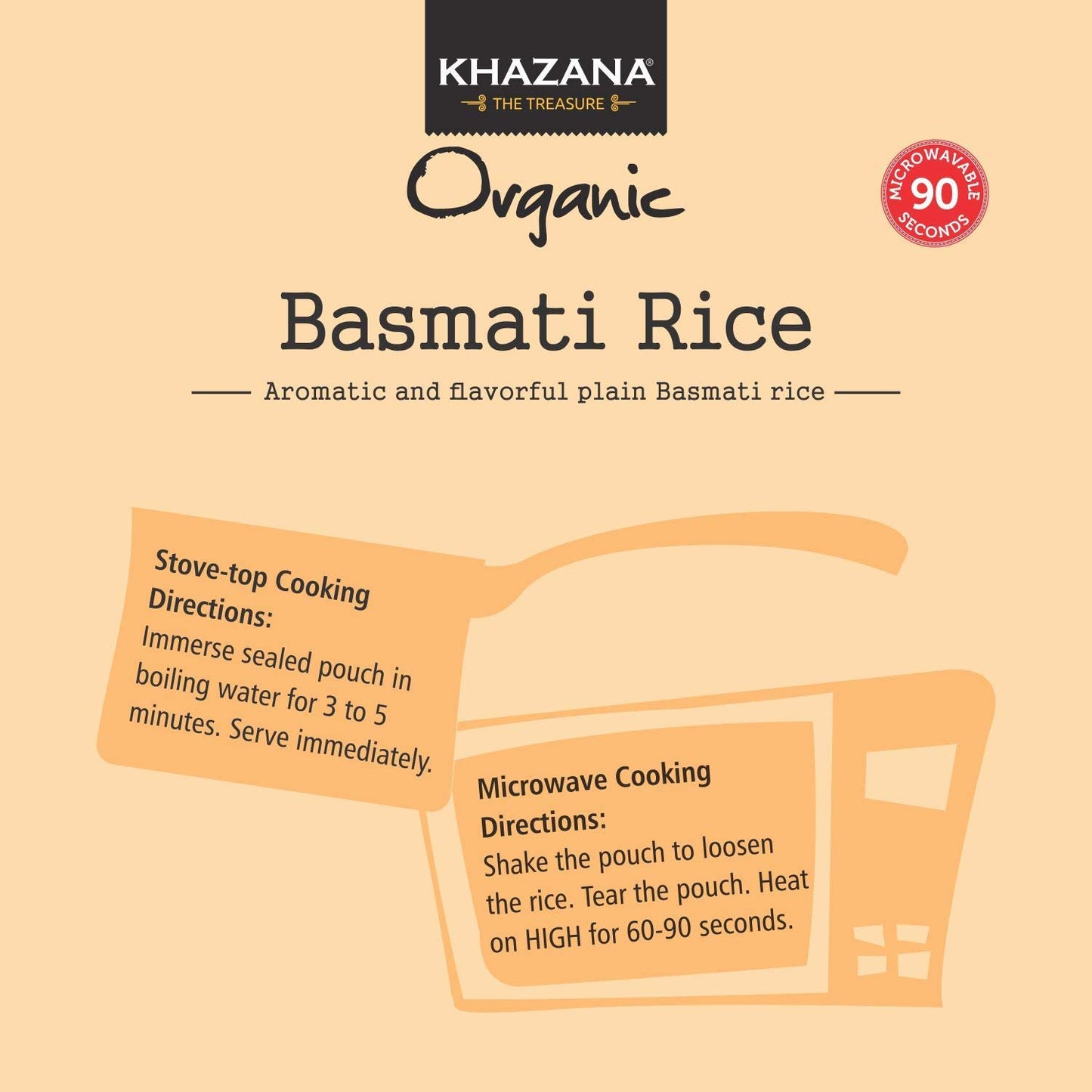 Khazana Organic Basmati Rice - Ready To Heat (6-Pack, 8.8Oz) - Authentic, Aromatic & Flavorful Indian Grain - Non-Gmo, Vegan, Gl