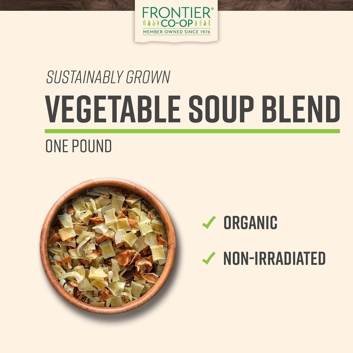 Frontier Co-op Organic Vegetable Soup Blend 1lb - Low Sodium Soup Mix, Dehydrated Veggies and Parsley - Dried for Ramen, Stew