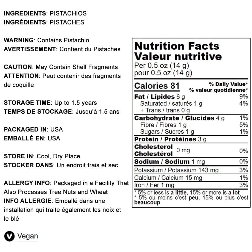 Food To Live - Dry Roasted Pistachio Kernels, 8 Ounces - Oven Roasted Whole Nuts, No Shell, Unsalted, No Oil Added, Kosher. High