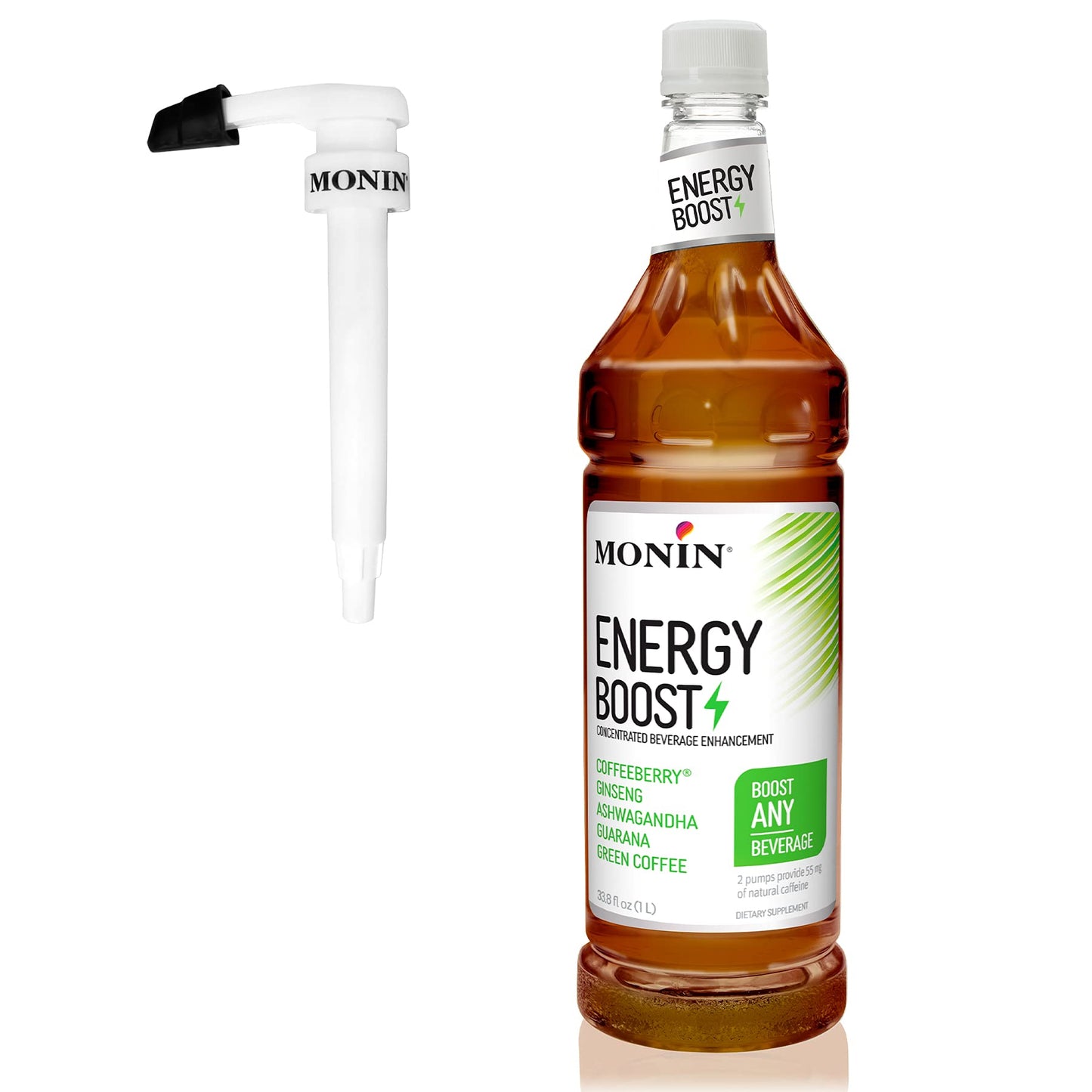 Monin Liquid Energy Supplement, Zero Added Sugar, Low-Calorie, 1 Liter