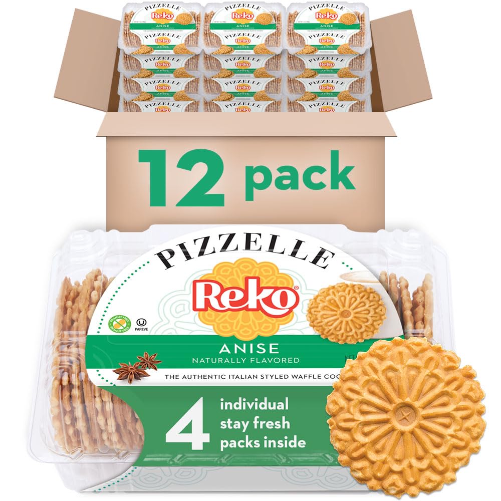 Reko Pizzelle Authentic Italian Style Waffle Cookie, Anise, 7 Ounce (Pack of 12)