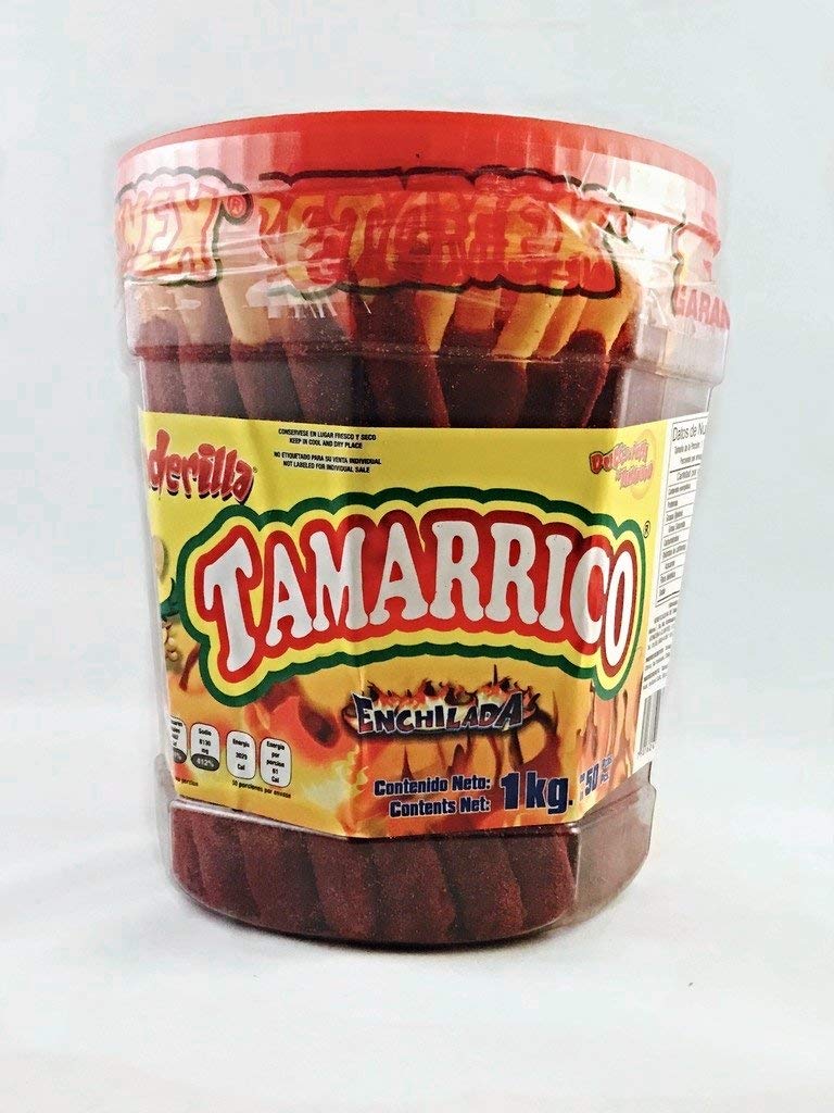 Tamarrico Tarugos Tamarindo With Chile Mexican Tamarind Candy Sticks 50 Pcs 1Kg - 2 Pack