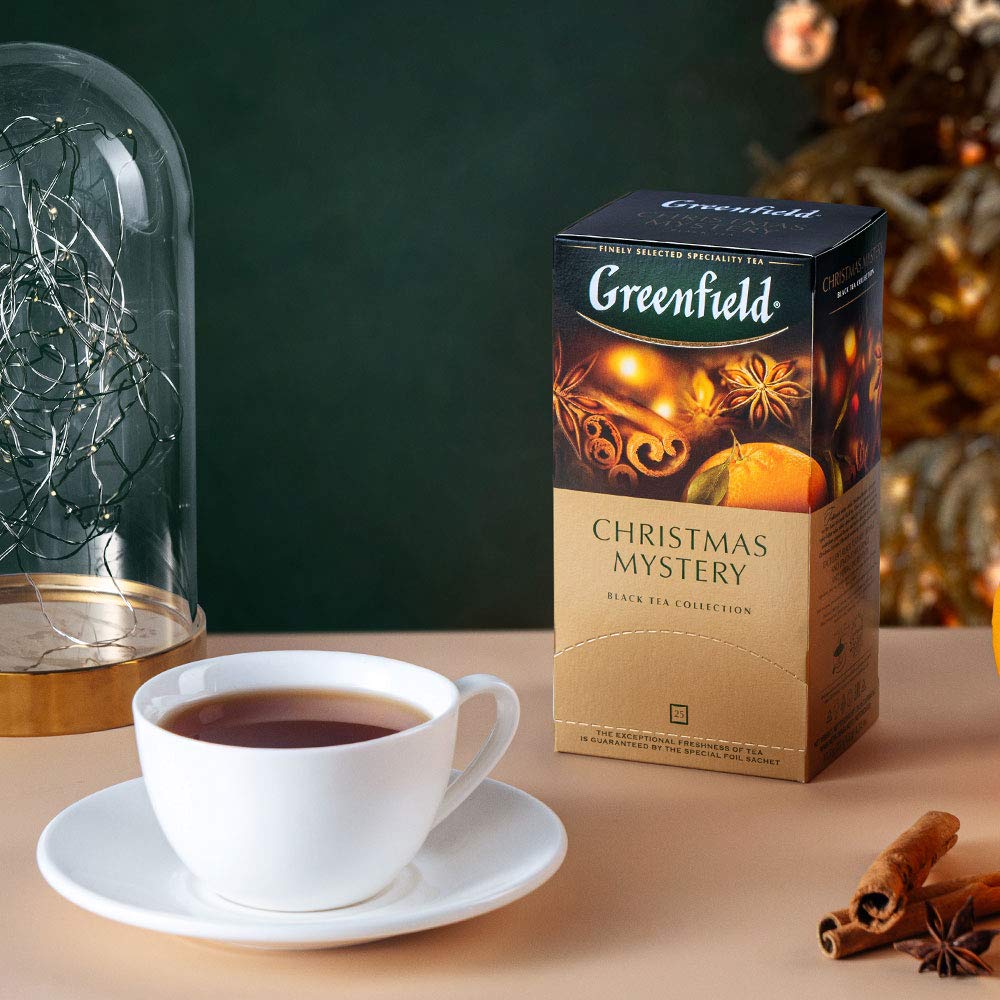 Greenfield Christmas Mystery Black Tea Fruit & Herbal Collection 25 Teabags The Execptional Freshness Of Tea Is Guranteed By The