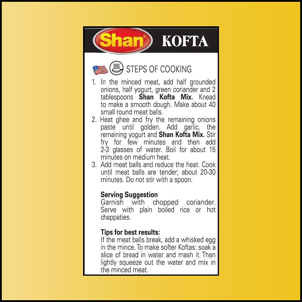 Shan - Kofta Seasoning Mix (50G), Spice Packets For Meat Balls In Spicy Curry (Pack Of 6)