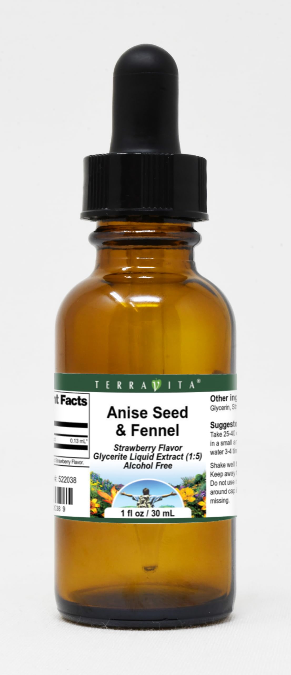 Anise Seed & Fennel Glycerite Liquid Extract (1:5) - Strawberry Flavored (1 oz, ZIN: 522038)