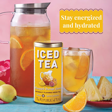The Republic Of Tea - Pineapple Orange Guava Iced Green Tea, 8 Large Quart-Sized Iced Tea Pouches, Naturally Caffeinated