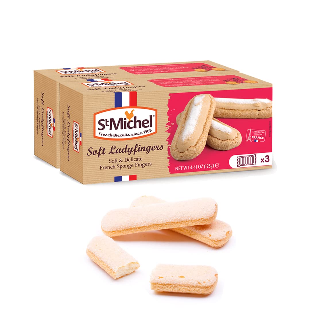 St Michel Traditional 30 Ladyfingers Made in France biscuits for tiramisu Pack of 2 (4.41oz each) Non-GMO Ladyfingers all natura
