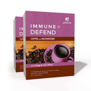 Javita Immune + Defend Mushroom Coffee - South American Dark Roast Robusta W/Chaga & Lions Mane, Overall Immune Health Support,